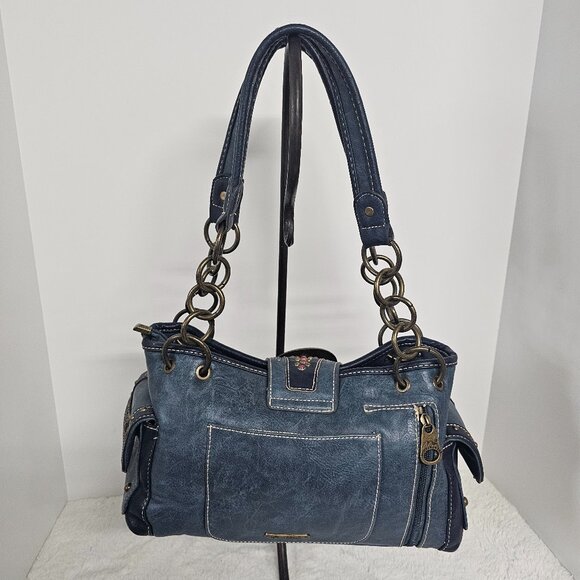 Montana West Blue Western Shoulder Bag w/ Wallet Chain Rodeo Cowgirl Conceal - Picture 3 of 12